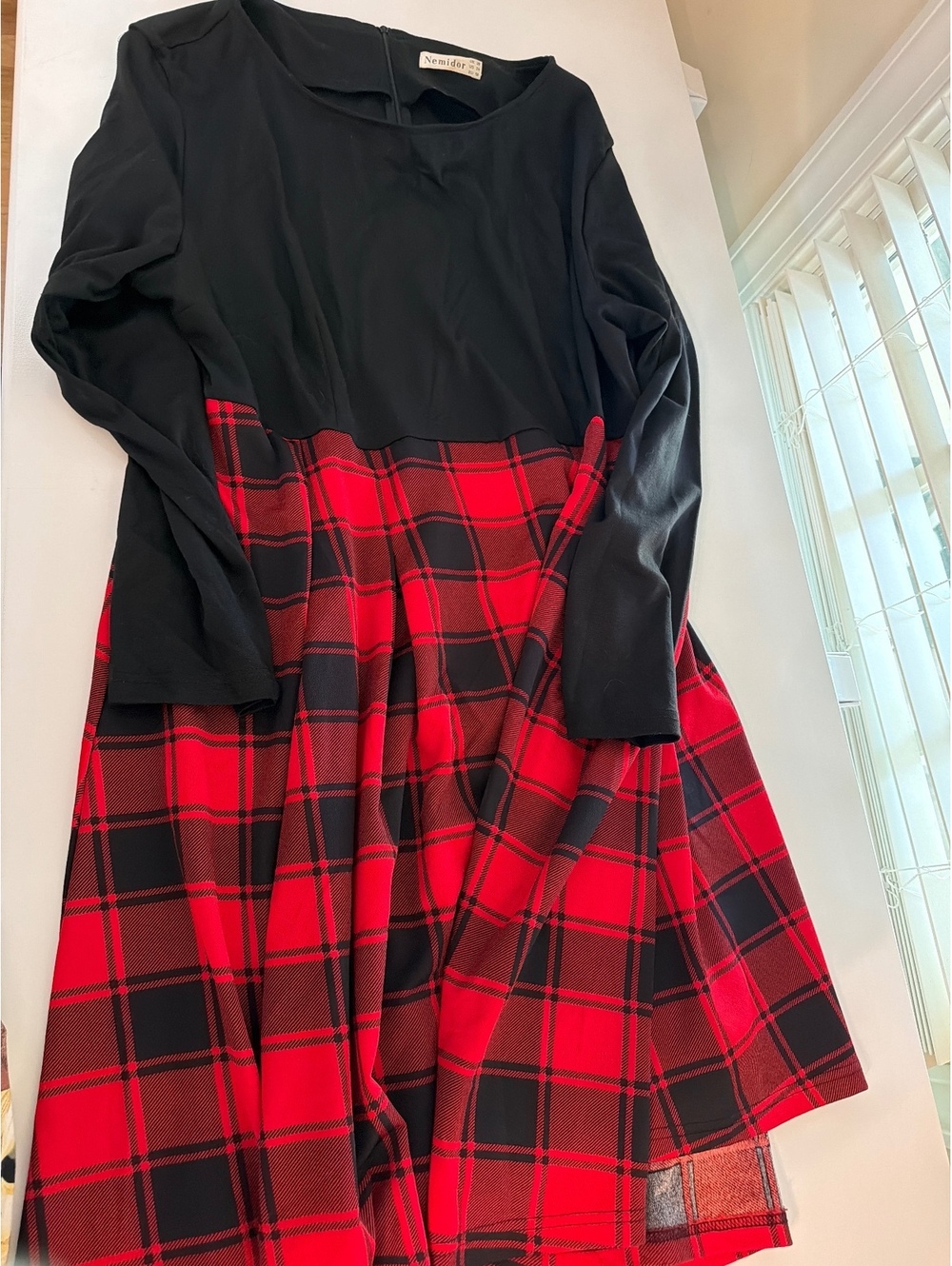 Nemidor Women's Black and Red Plaid Fit & Flare Dress Size US 24